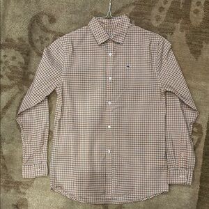 Vineyard vines, orange and blue gingham button-down performance shirt size large
